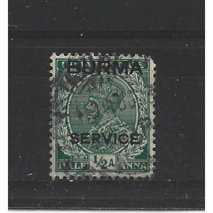 Burma.O2 1/2a Green.Fine Used.Jul25c