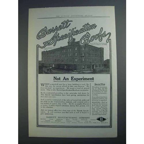 1913 Barrett Specification Roofs Ad - Not an Experiment