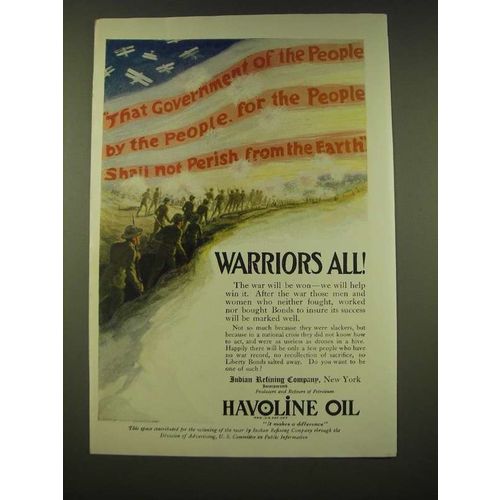 1918 Indian Refining Company Havoline Oil Ad - Warriors All