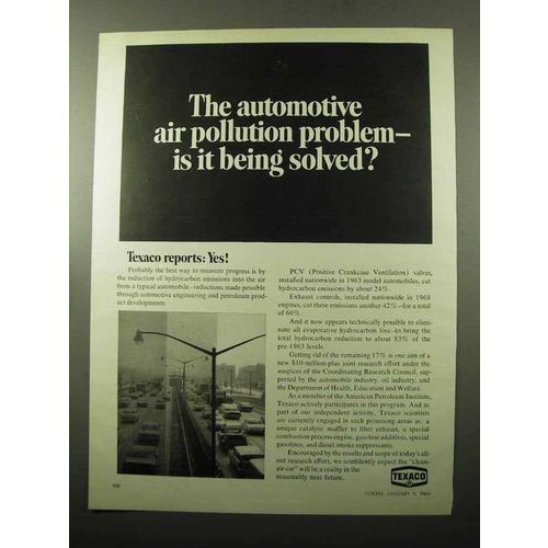 1969 Texaco Oil Ad - Automotive Air Pollution Solved