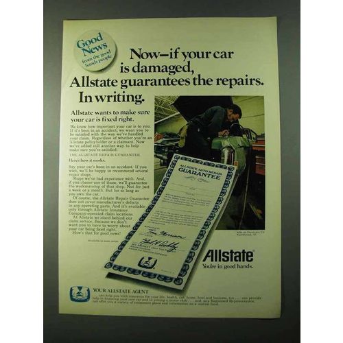 1975 Allstate Insurance Ad - If Your Car Is Damaged