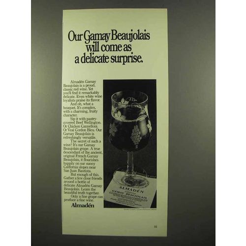 1975 Almaden California Gamay Beaujolais Wine Ad