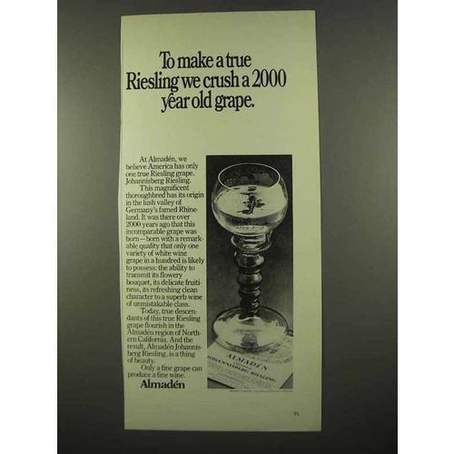 1975 Almaden California Johannisberg Riesling Wine Ad