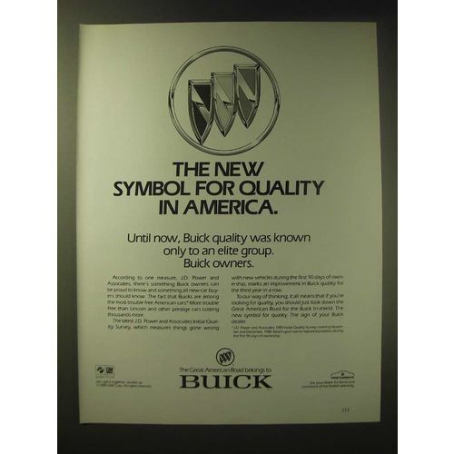 1989 Buick Cars Ad - The new symbol for quality in America
