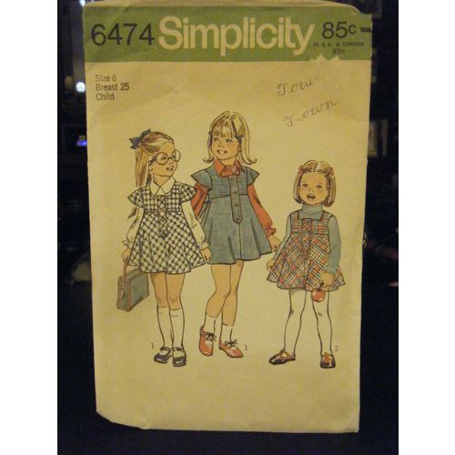 Simplicity 6474 Girl's Bias Jumper - Size 6 Chest 25
