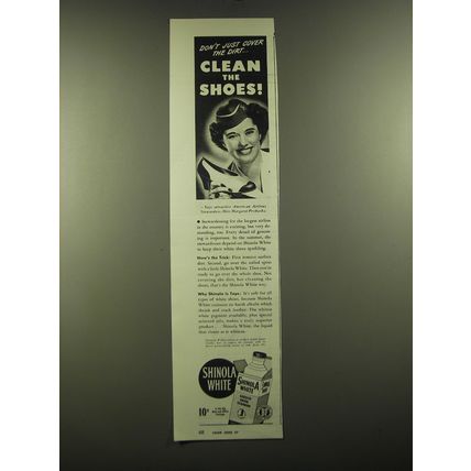1944 Shinola White Liquid Shoe Cleaner Ad - Don't just cover the dirt