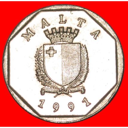 CRAB (1991-2007): MALTA ★ 5 CENTS 1991 MINT LUSTRE! LOW START★NO RESERVE