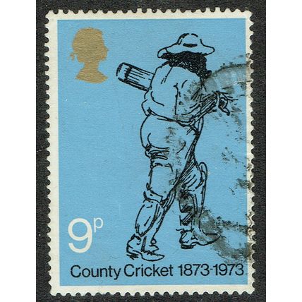1973 County Cricket 9p Black and Blue SG930 GU