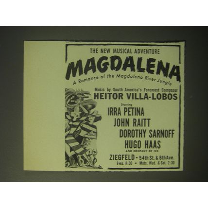 1948 Magdalena Musical Ad - The new Musical adventure Magdalena
