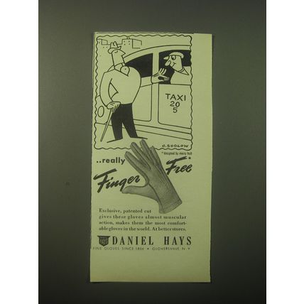 1948 Daniel Hays Gloves Ad - art by Otto Soglow - Taxi