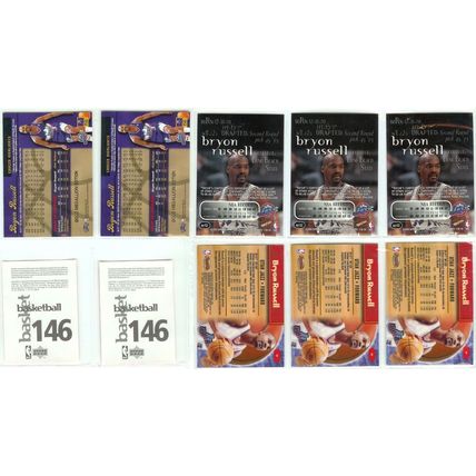 Bryon Russell 10x card lot incl Gold Medallions, Stickers