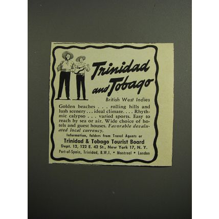 1952 Trinidad & Tobago Tourist Board Ad