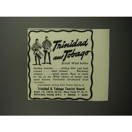 1952 Trinidad & Tobago Tourist Board Advertisement