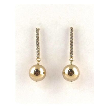 New Gold Tone Ball Styled Drop Earrings