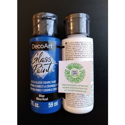 NEW SEALED LOT of two DecoArt GLASS PAINT 2 OUNCE BOTTLE OF WHITE & BLUE