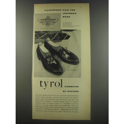 1956 Stetson Tyrol Commuter Shoes Ad - Illustrious pair for lustrous wear