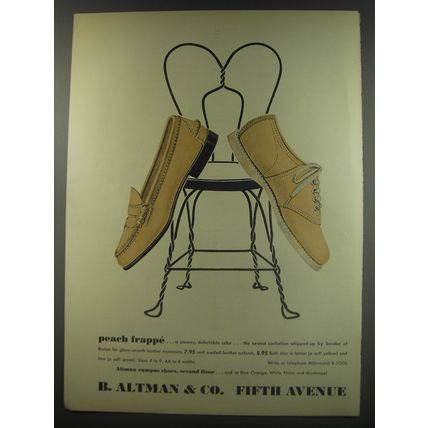 1956 B. Altman & Co. Sandler of Boston Shoes Ad - Peach Frappe