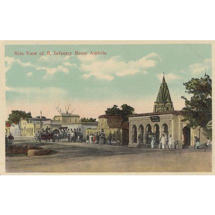 Infantry Bazar Ambala Antique Indian Postcard