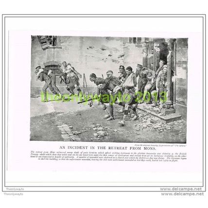 A INCIDENT IN THE RETREAT FROM MONS, FRANCE, PHOTO BOOK ILLUSTRATION c1914