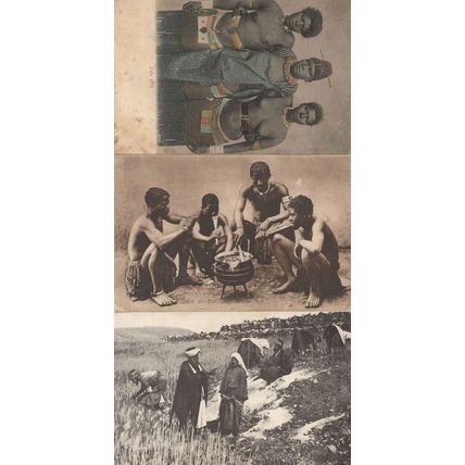 Zulus At Mealtime Cookery Zulu Girls 3x African Antique Postcard