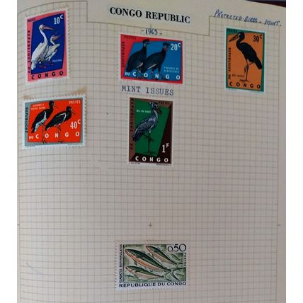 Congo Republic 1963 birds plus 1 1961 fish stamp