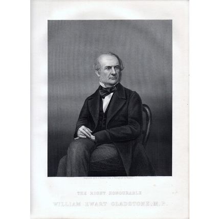 WILLIAM EWART GLADSTONE, M.P. 1876 Daniel John Pound VICTORIAN ENGRAVING