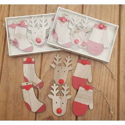 Christmas Small Wood hanging Ornaments.Total of 18 ITEMS