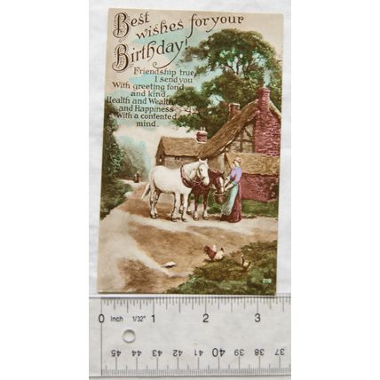vintage postcard Best Wishes For Your Birthday - Cart Horses