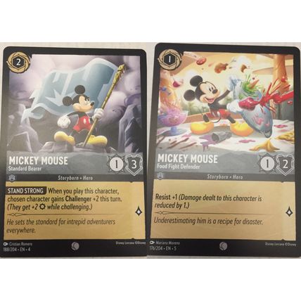 Disney Lorcana Mickey Mouse Cards #188 & #176