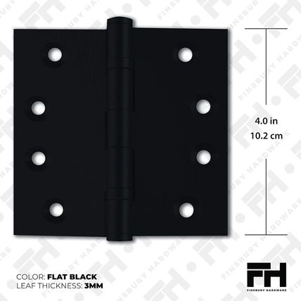 Black Heavy Duty Door Hinge Matte Black Ball Bearing 4X4 Inch Heavy Duty - Set o