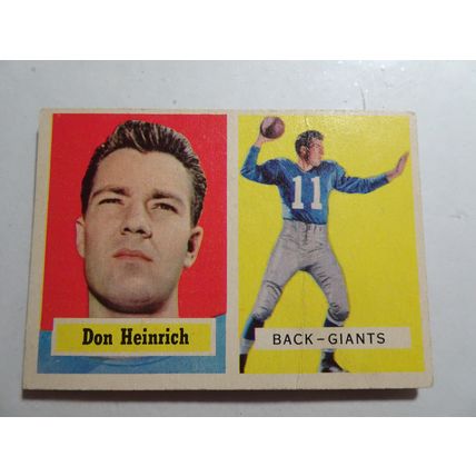 1957 Topps Football Card # 047 Don Heinrich Good (2) New York Giants