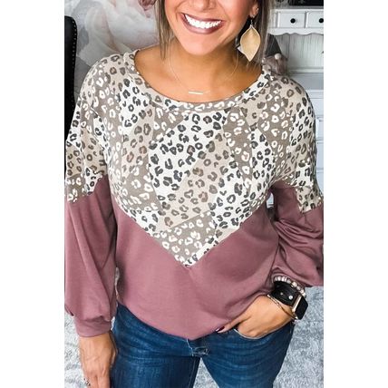Leopard Animal Print Patchwork Top