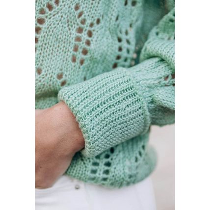 Green Sheer Knitted Pointelle Sweater