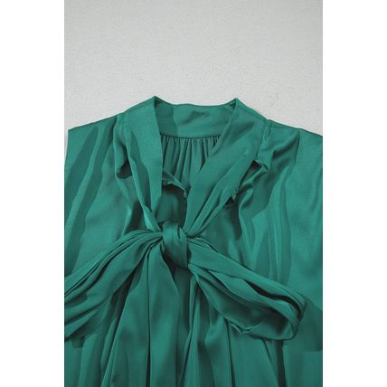 Evergreen Bow Tie Satin Shift Sleeveless Mini Dress