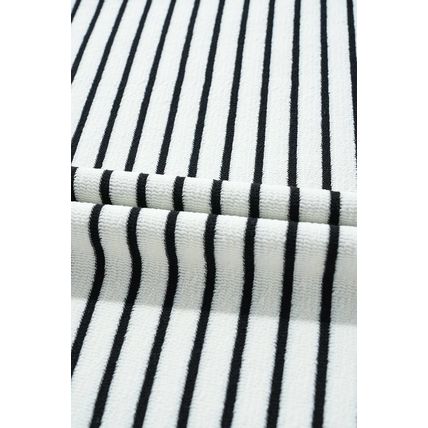 Black Stripe Collared Long Sleeve Top and Drawstring Shorts Set