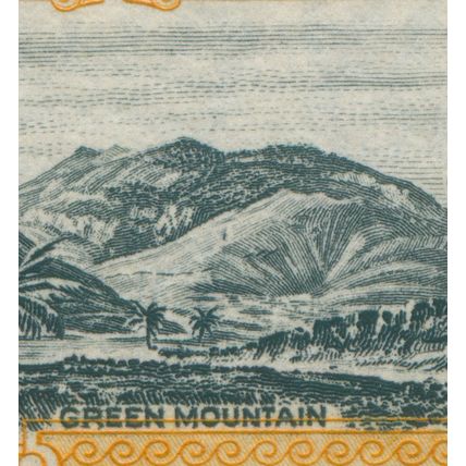 Ascension 1942 1d black & yellow-orange Perf 13 Mountaineer flaw SG39ba MNH