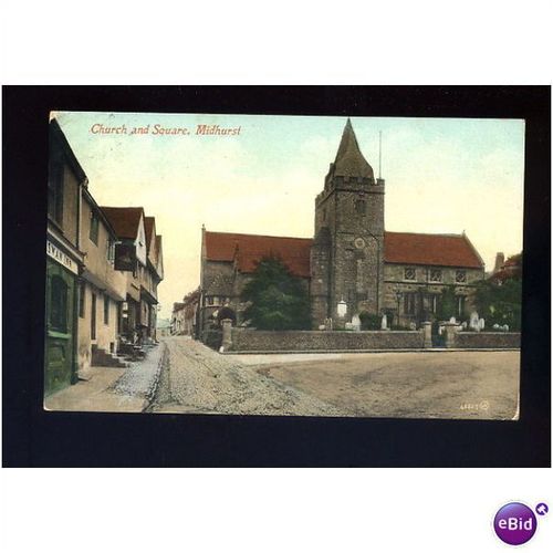 Sussex MIDHURST Church & Square Postcard by Valentine (48827)