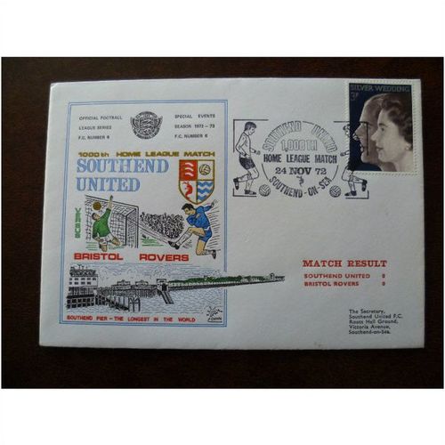 1972 Southend United v Bristol Rovers Dawn Football Cover No 6 Pier 1000th Match