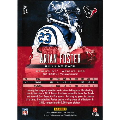 2014 Panini Prestige 54 Arian Foster Houston Texans