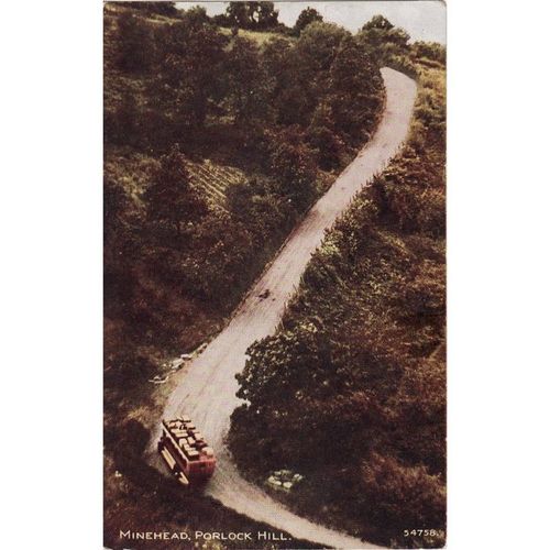 Vintage Postcard Porlock Hill Minehead Somerset Photochrom Celesque 1930