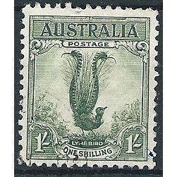 Australia 1932 SG140 1/- Green Fabulous Lyre Bird Very Fine Used . ..