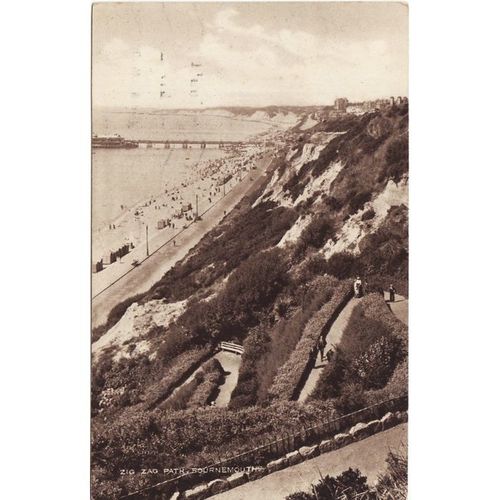 Vintage Sepia Postcard Zig Zag Path Bournemouth Dorset 1924