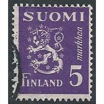 Mi 308: 6 Mk. green Definitive Stamp: Arms of Finland.