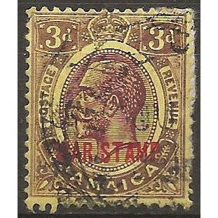 Jamaica 1919 SG77 3d Purple/Yellow WAR STAMP Good+ Used .
