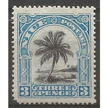 Niue 1920 SG41 3d Black & Blue (pulled corner perf) Mounted Mint .
