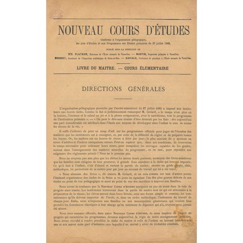 Nouveau Cours D’Etudes Cours Elementaire Livre du Maitre 5th edition 1888 Paris