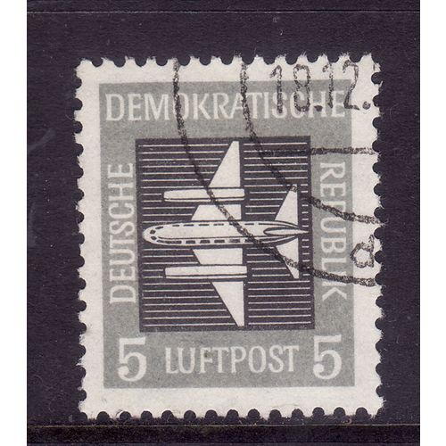 GERMANY EAST 1957 AIR 5pf BLACK AND GREY SG E350 FINE USED#