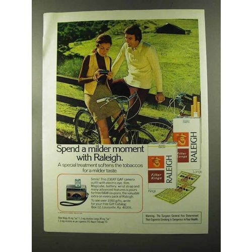 1973 Raleigh Cigarettes Ad - Bicycling
