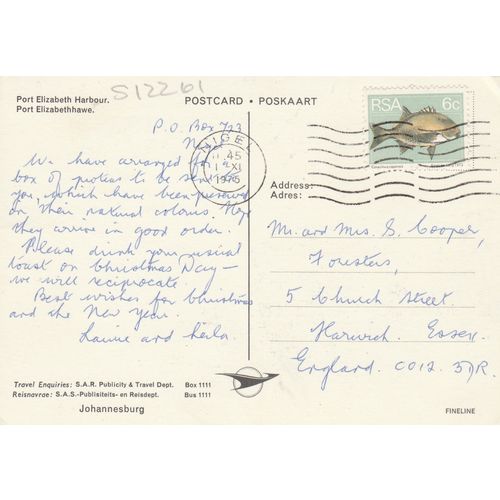 Port Elizabeth Harbour South Africa Postcard (S12261)