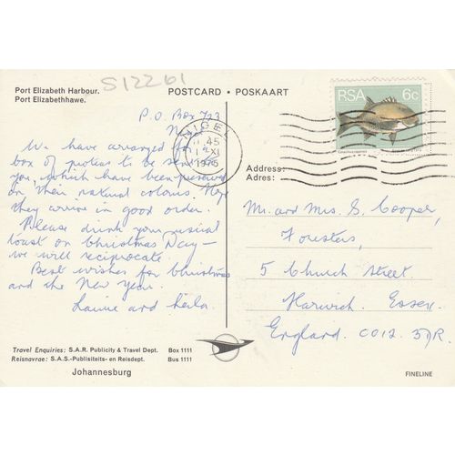 Port Elizabeth Harbour South Africa Postcard (S12261)